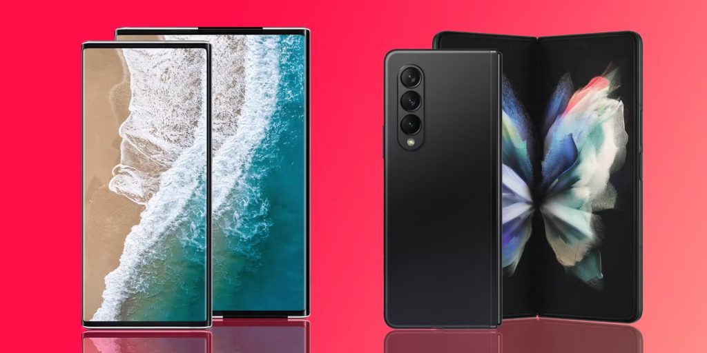 Foldable and rollable smartphones opening into larger displays