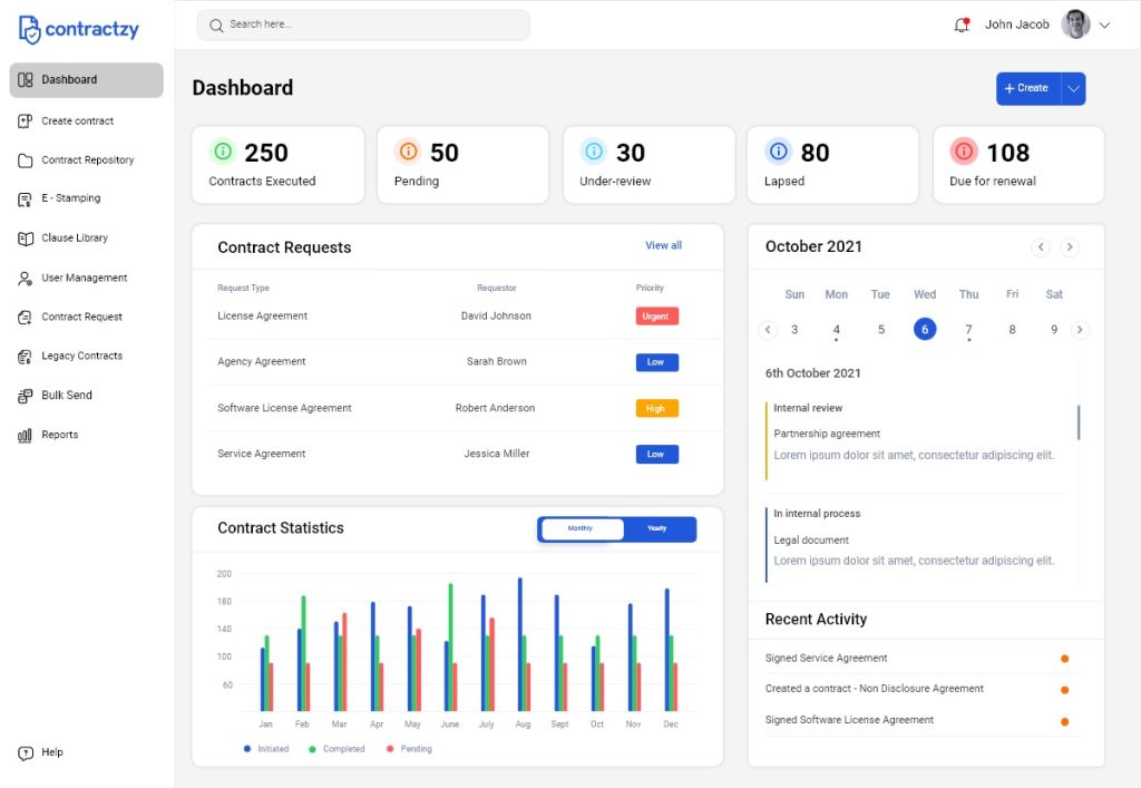 Intelligent contract management software with AI risk analysis and e-signatures