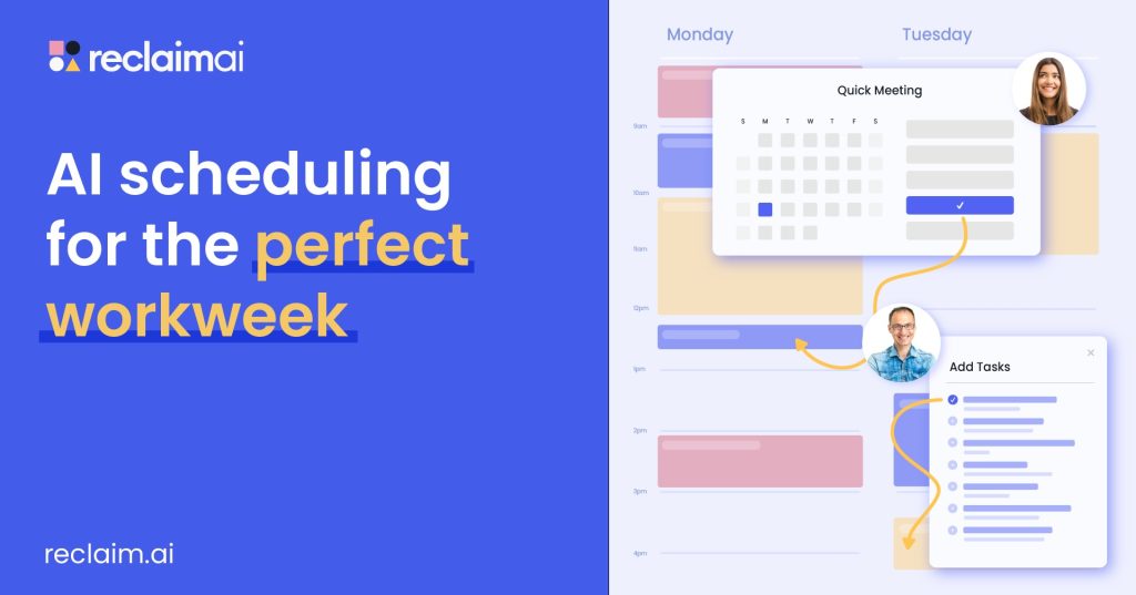 Reclaim.ai and Clockwise AI scheduling apps with focus time optimization.