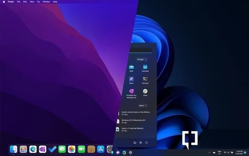 Comparison of macOS 15 and Windows 12 software experience on MacBook Pro 2025 and Dell XPS laptops.