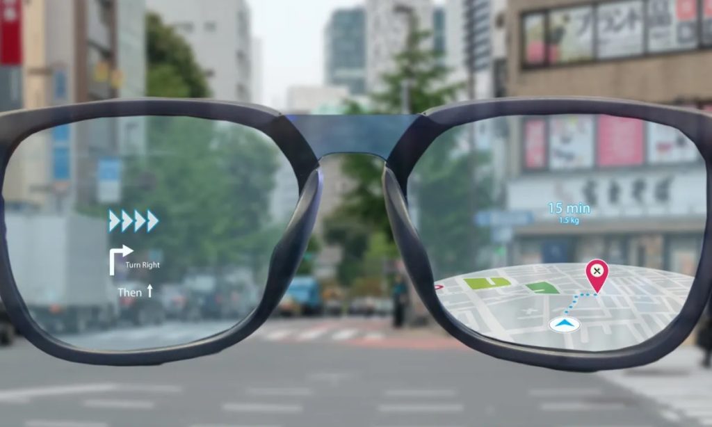 Future of AR smart glasses showing real-time navigation overlays in 2025.