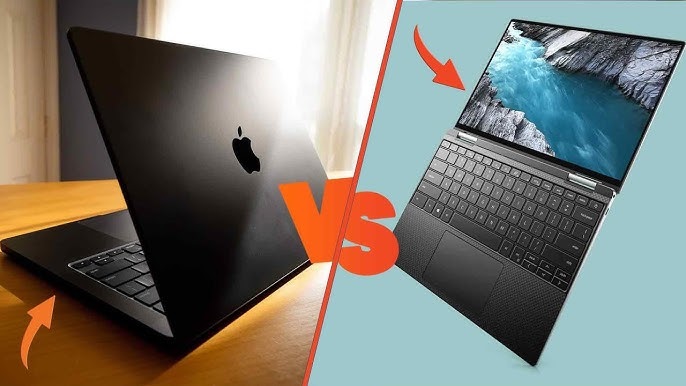 MacBook Pro 2025 and Dell XPS 2025 comparison on a desk setup