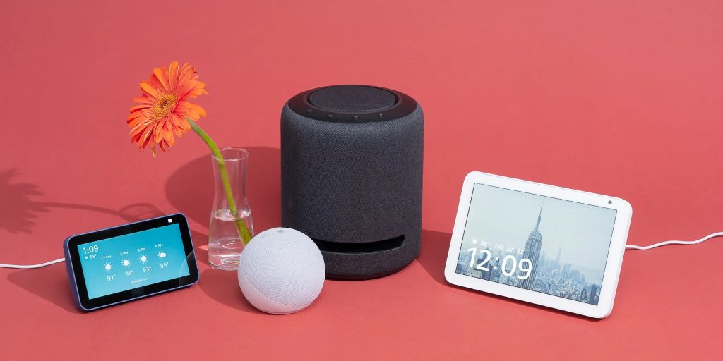 Amazon Alexa smart home devices connected across a living room setup in 2025.