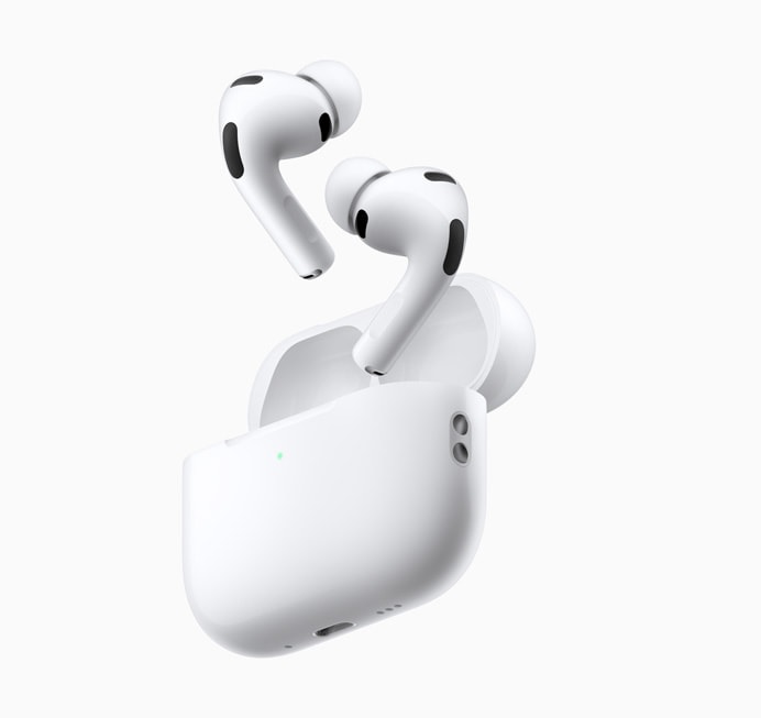 Apple AirPods Pro 3 adaptive noise cancelling earbuds 2025 on white surface