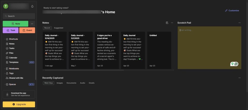 Evernote with AI features - organize your academic chaos