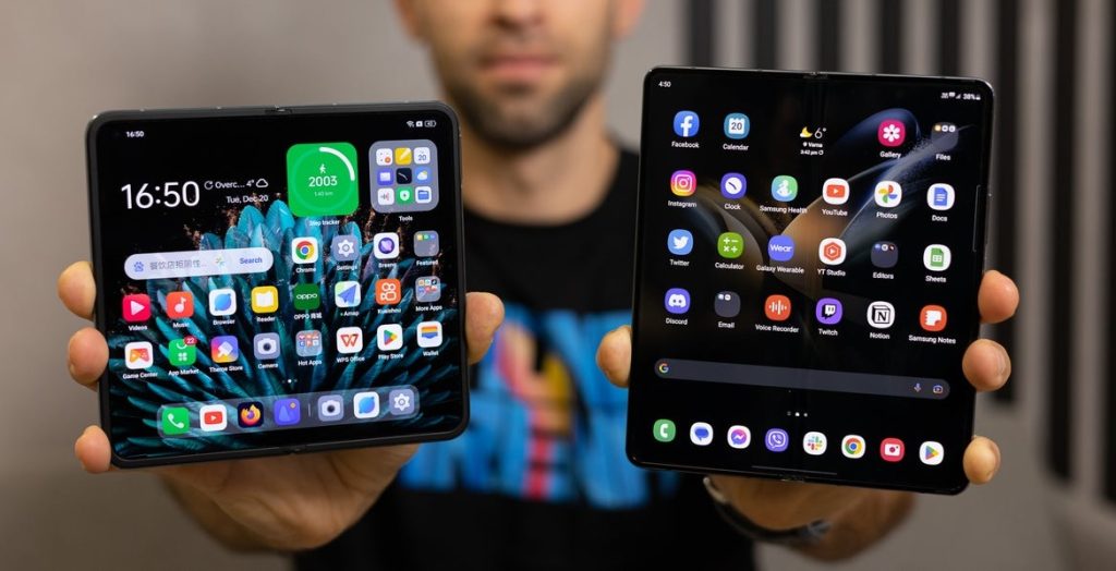 Samsung vs Oppo foldable 2025 software comparison – multitasking and productivity on Galaxy Z Fold7 and Oppo Find N5.
