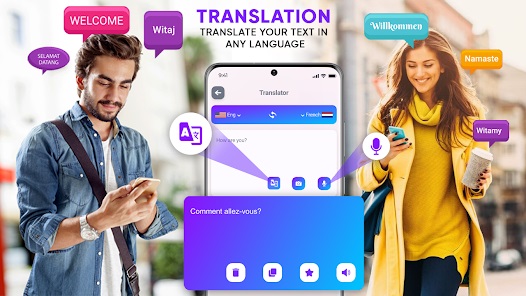 Student using AI language learning app to improve pronunciation and fluency.
