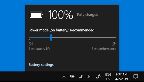 Laptop battery saving settings and brightness adjustment for longer battery life