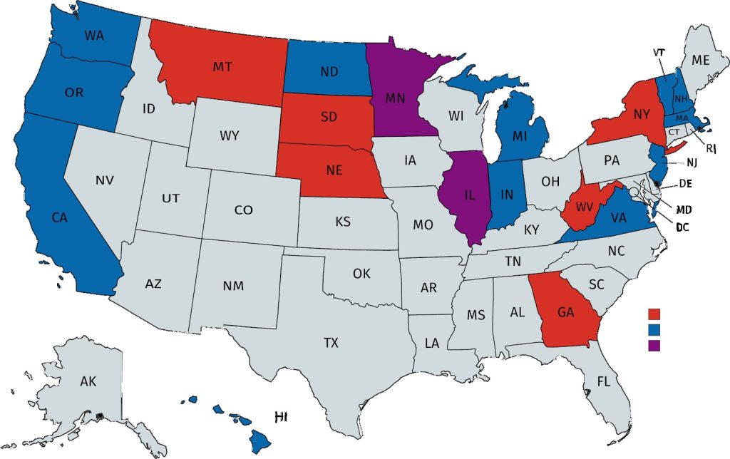 Map showing right to repair laws in US states