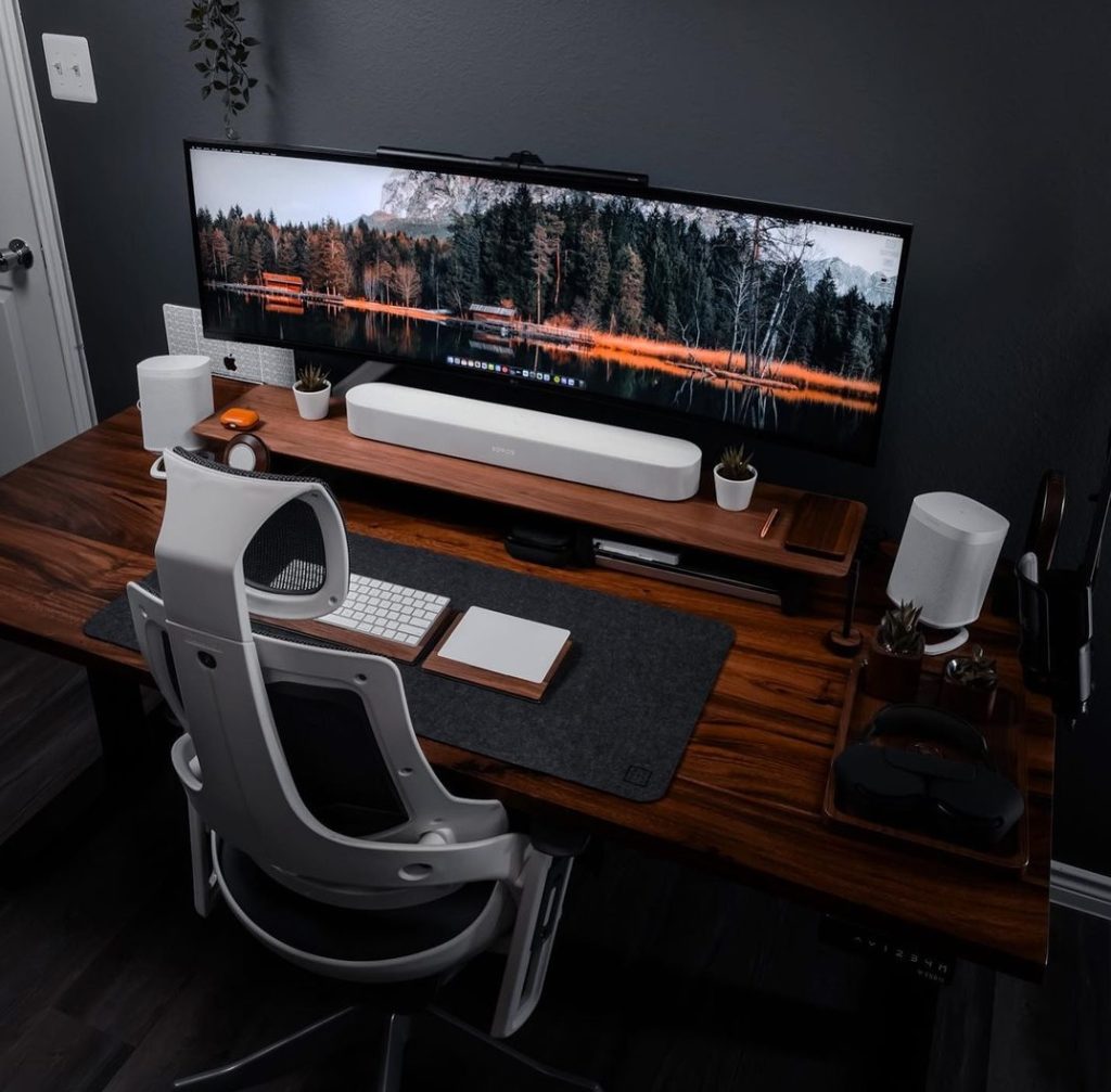 productive home office design with natural light and balanced desk layout