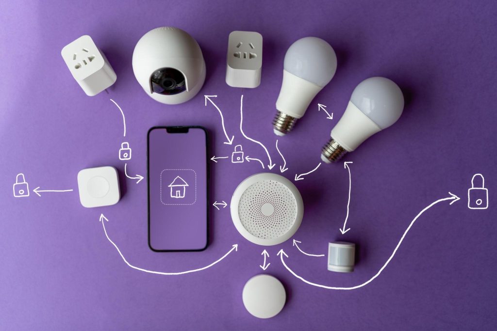 Diagram of connected smart home devices and networks