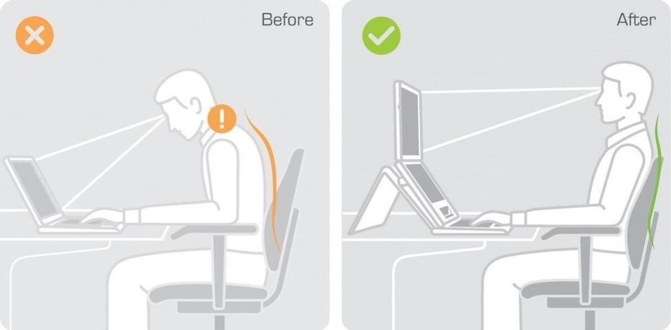 Ergonomic monitor height positioned at eye level