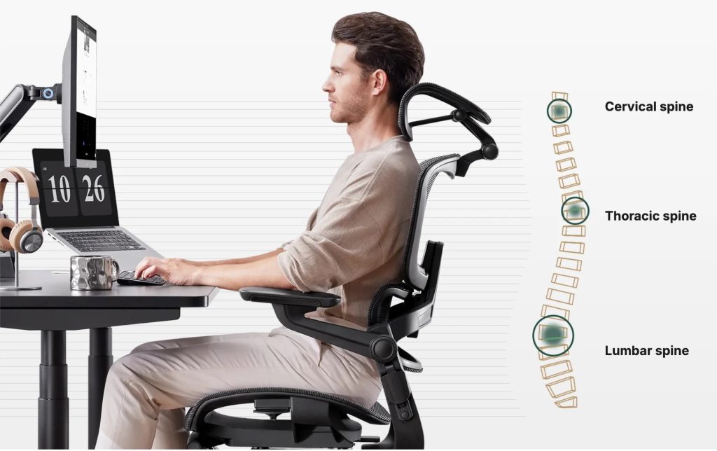 Ergonomic office chair supporting proper posture