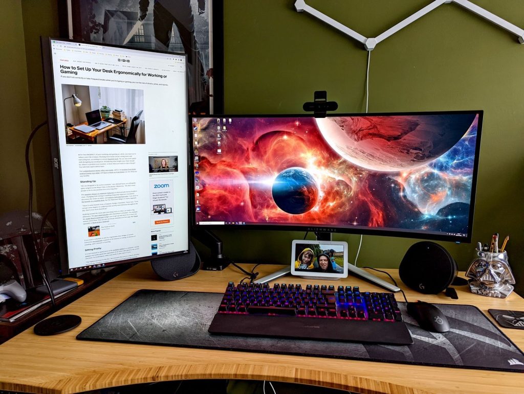 Ultrawide monitor for work in modern home office
